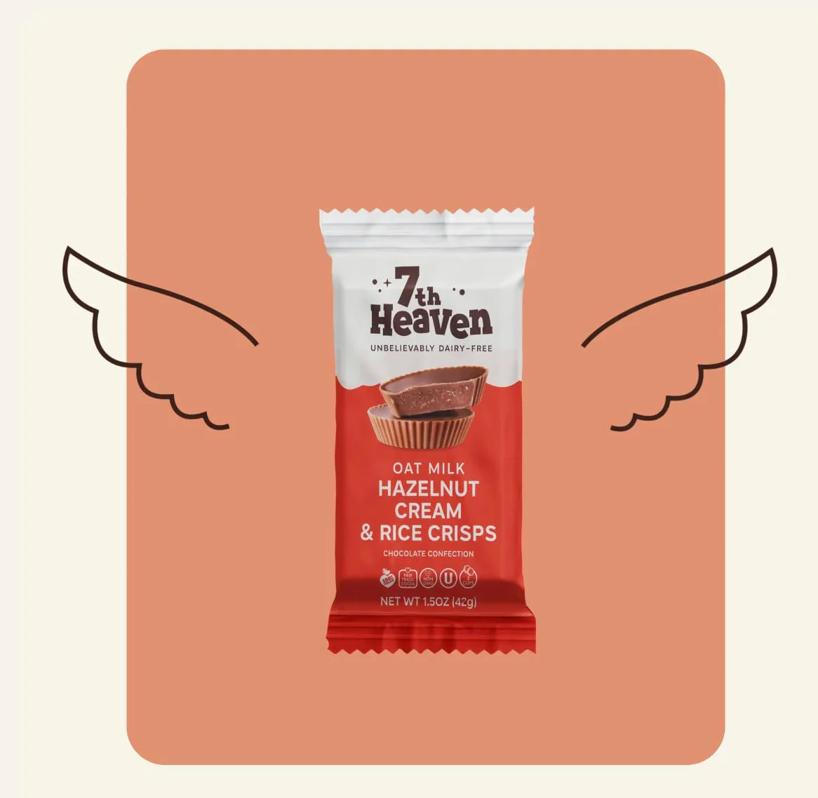 7th Heaven, Vegan Hazelnut Cream and Rice Crisp Chocolate Cups 1.5oz (42g) - Image 3