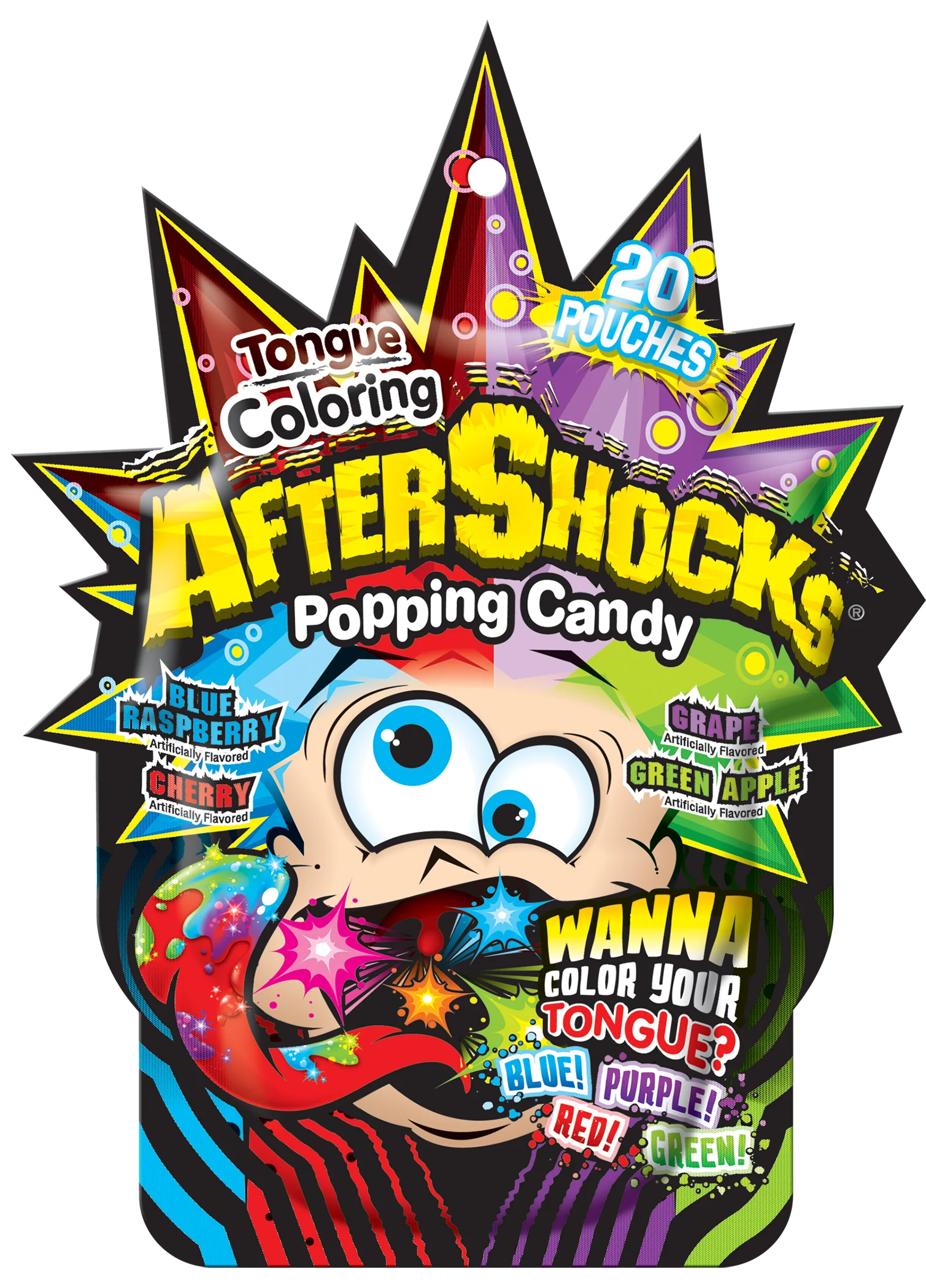 Aftershocks Tongue Coloring Popping Candy 1.06oz (30g)