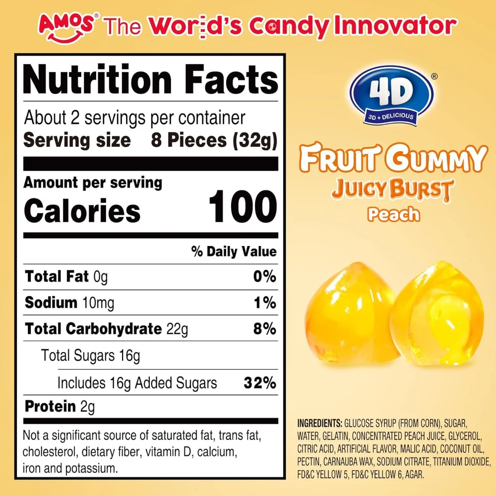 Amos 4D Fruit Gummy Peach Burst 6oz (170g) - Image 5