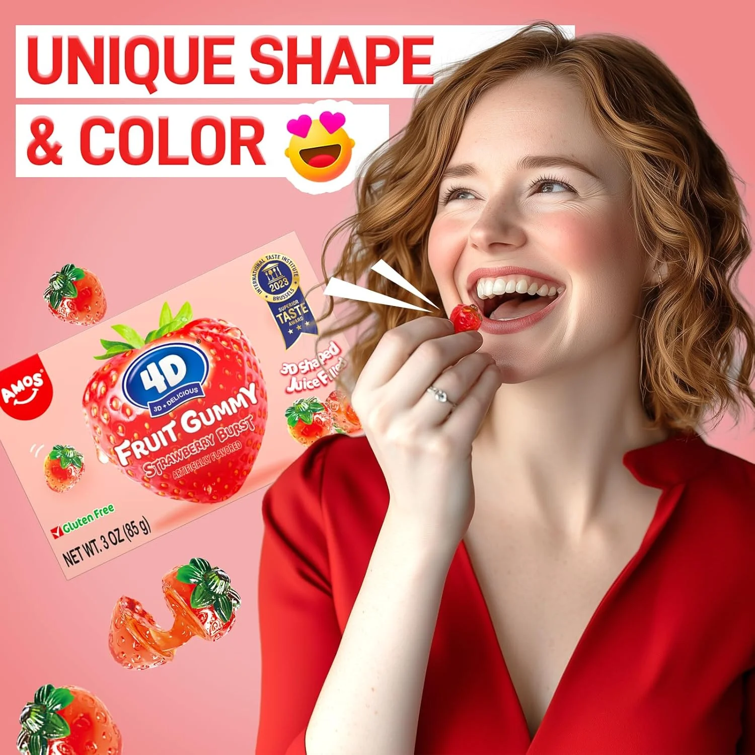 Amos 4D Fruit Gummy Strawberry Burst Theater Box 3oz (99g) - Image 4