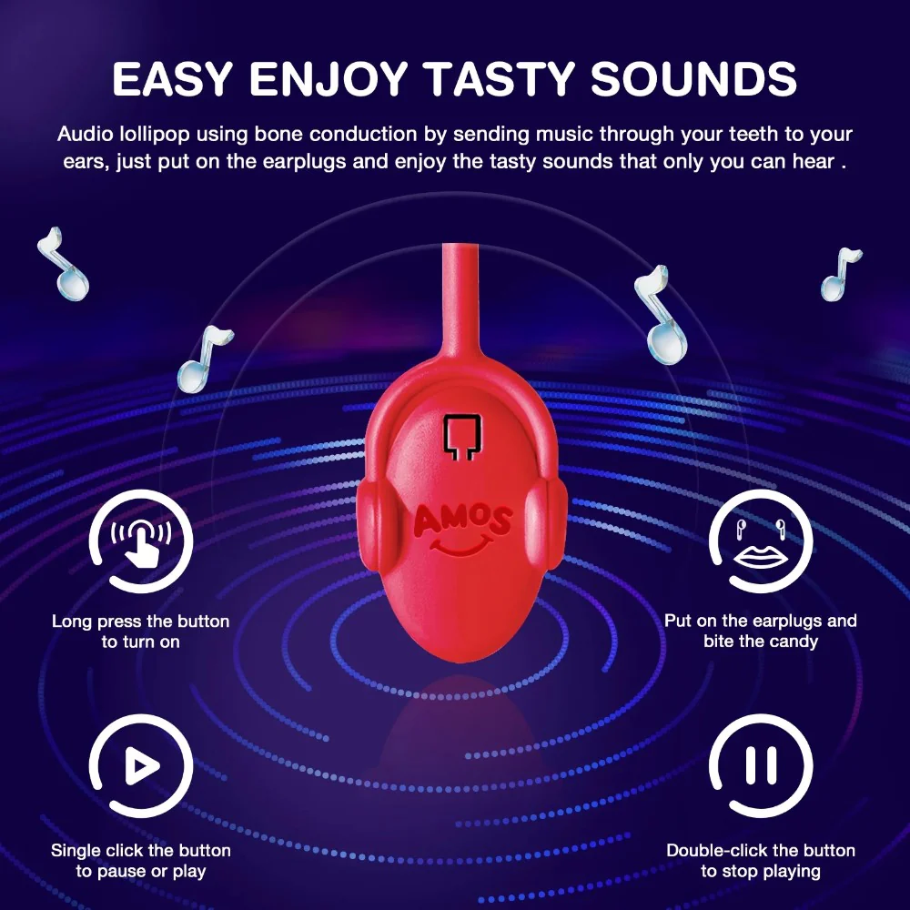 AMOS Music Lollipop Strawberry Audio Suckers, Fat Free Creative Gift Heart Shape Candy - Image 5