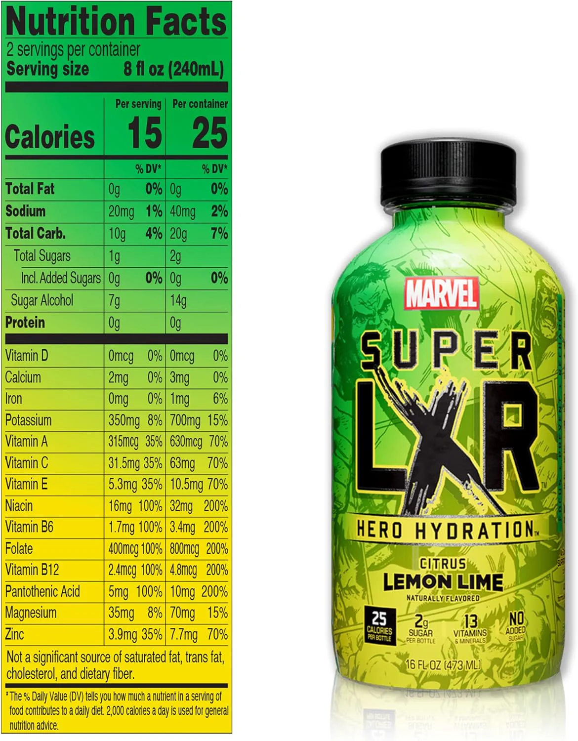 Arizona Marvel Hydration Citrus Lemon Lime 473ml - Image 3