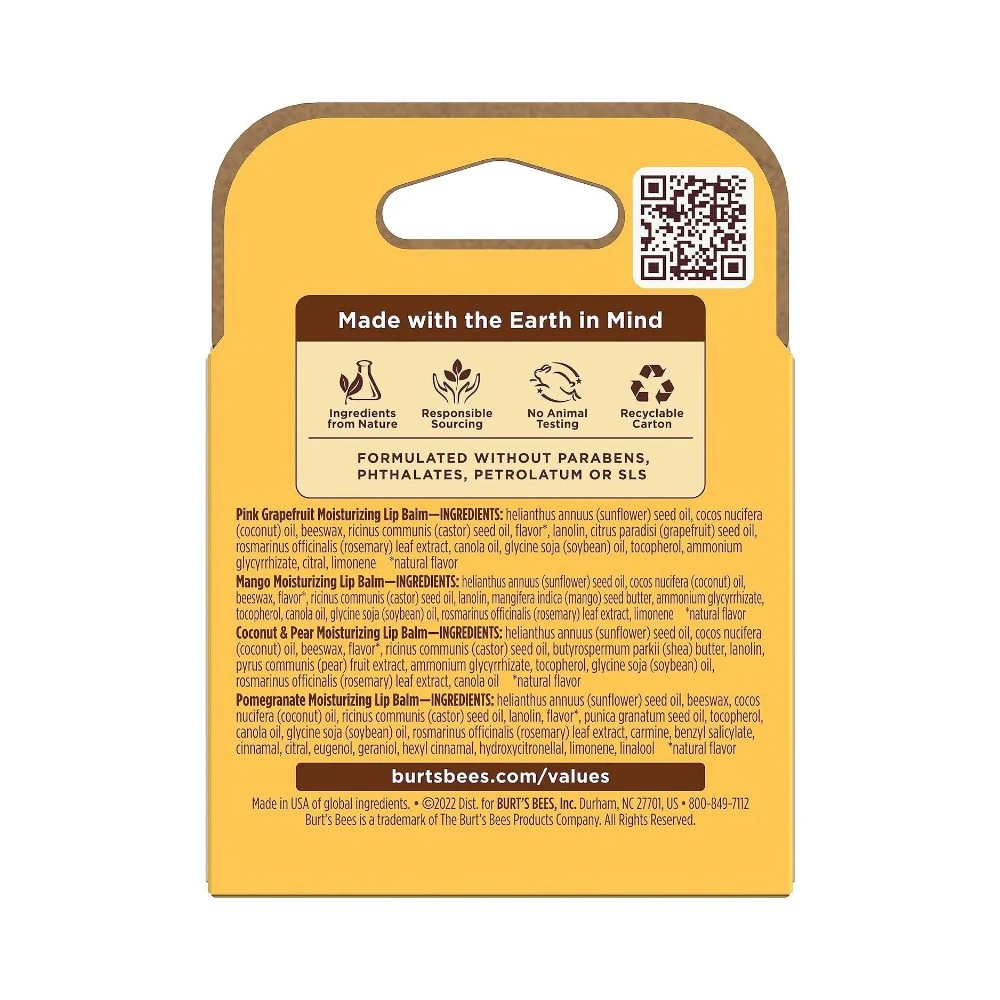 Burt's Bees Superfruit Moisturizing Lip Balm 4x0.15oz (4.25g) - Image 8