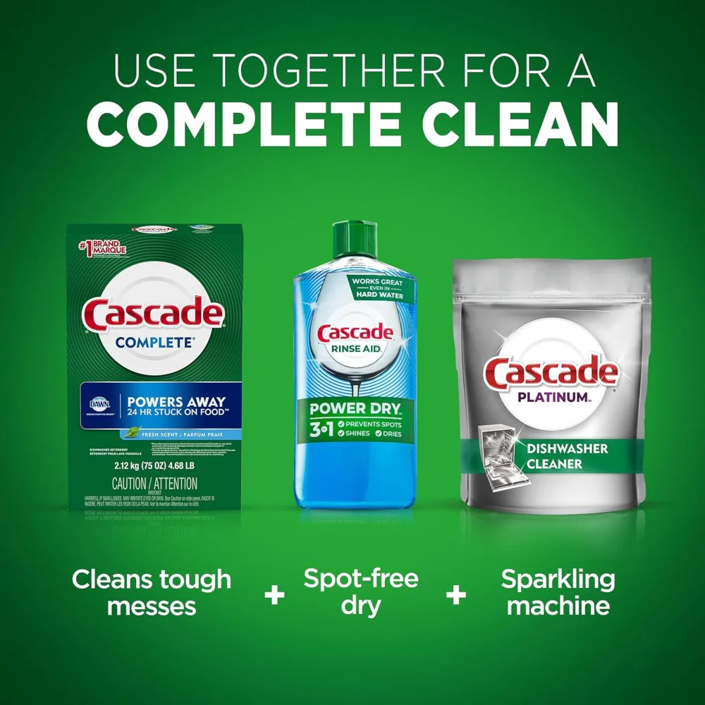 Cascade Complete Powder Dishwasher Detergent, Fresh Scent 75oz (2.12kg) - Image 5