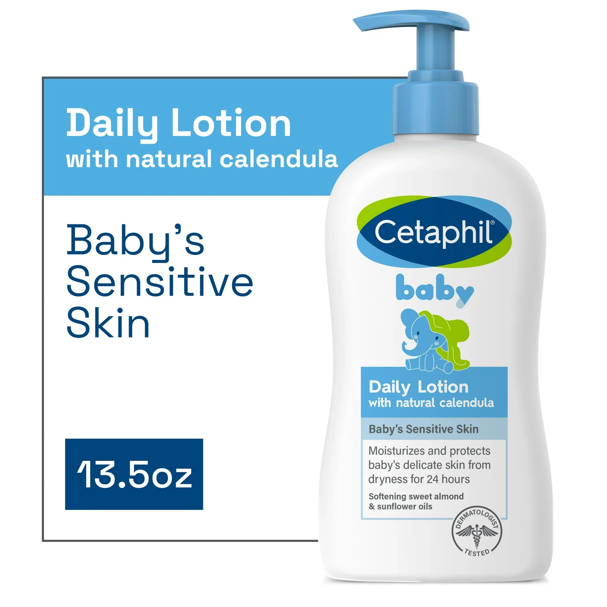 Cetaphil Baby Daily Lotion with Organic Calendula |Vitamin E | Sweet Almond & Sunflower Oils |13.5oz (399 ml) - Image 3