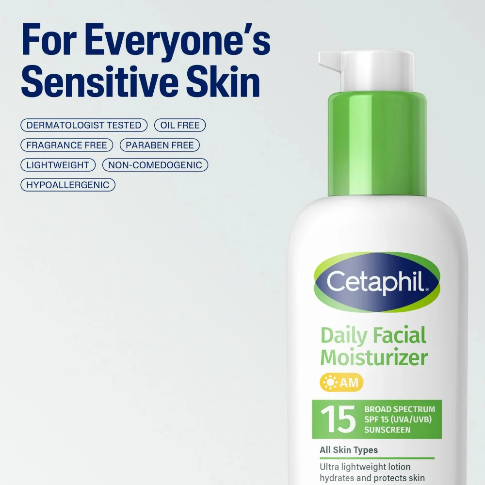 Cetaphil Daily Moisturizer with Sunscreen SPF 15 for Sensitive Skin Care 4oz (118ml) - Image 5