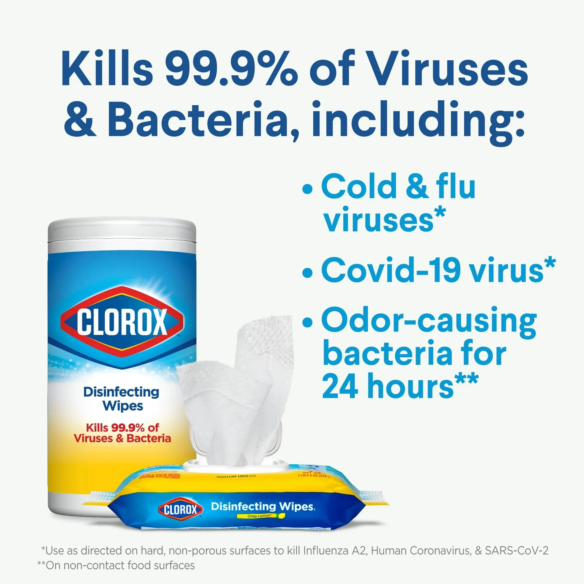 Clorox Bleach-Free Disinfecting and Cleaning Wipes I Crisp Lemon I 35 Count - Image 3
