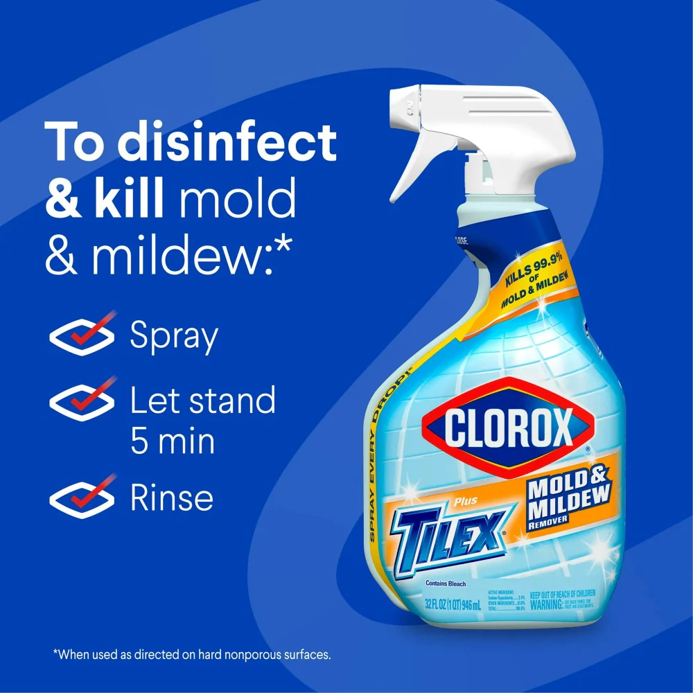 Clorox Plus Tilex Mold and Mildew Remover Bathroom and Shower Cleaner Spray 32oz (946ml) - Image 4