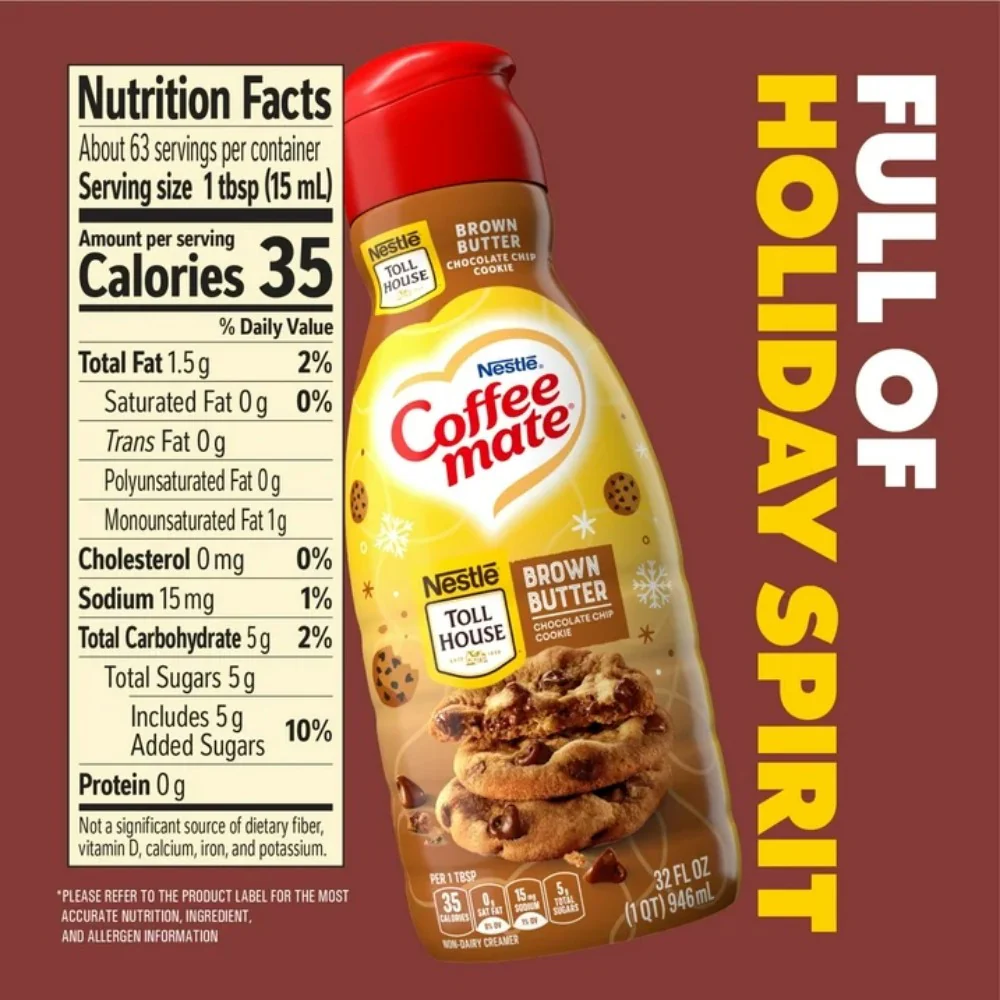 Coffee Mate Brown Butter Chocolate Chip Cookie Liquid Non-Dairy Coffee Creamer 32oz (946ml) - Image 5