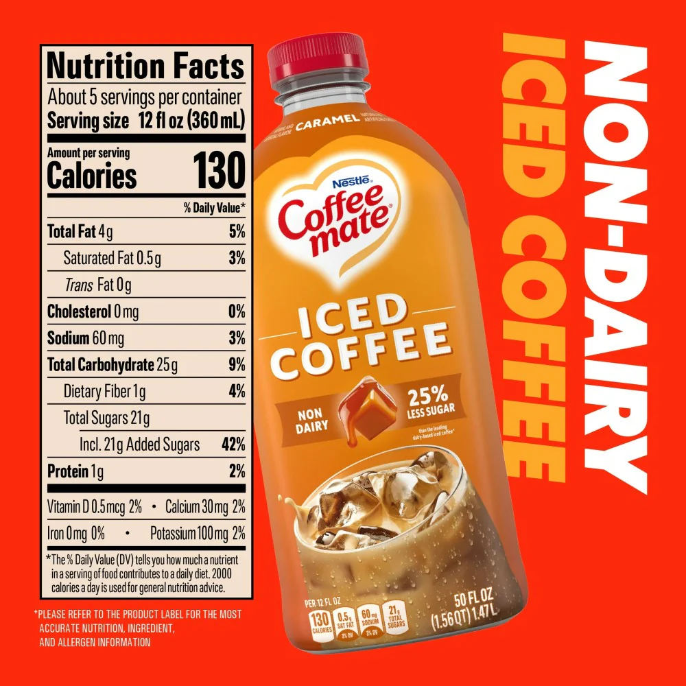 Coffee Mate Iced Coffee Caramel Flavoured Iced Coffee Non-Dairy Ready to Drink 50oz (1.47L) - Image 6