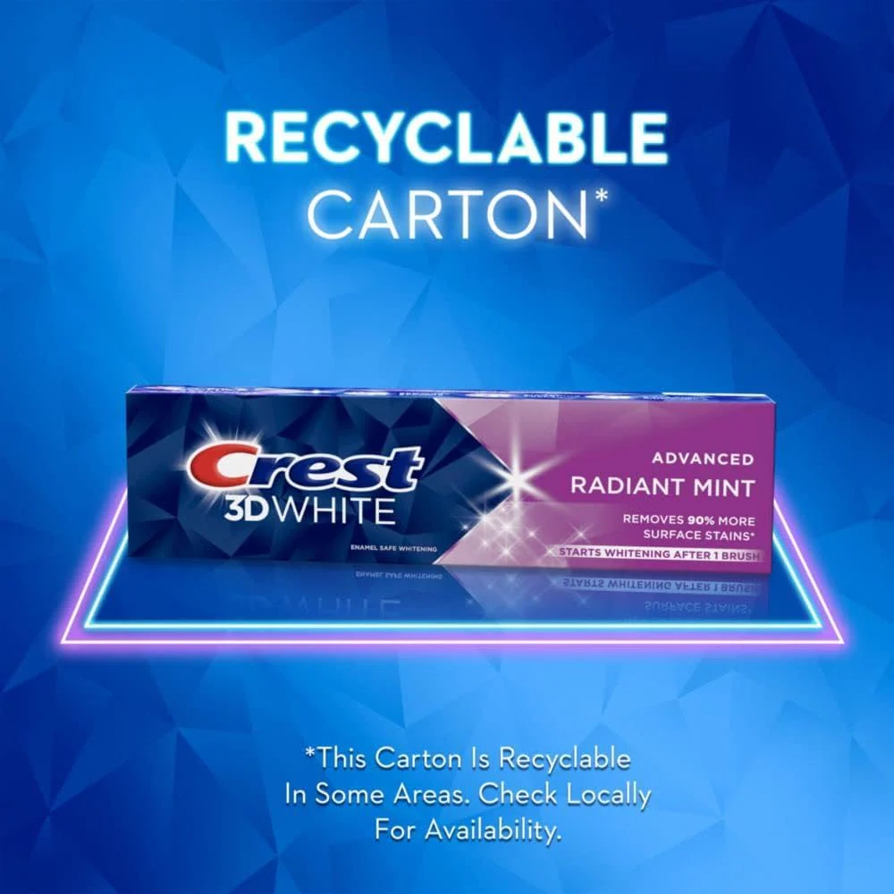 Crest 3D White I Whitening Toothpaste Radiant Mint I 4.9oz (138g) - Image 5