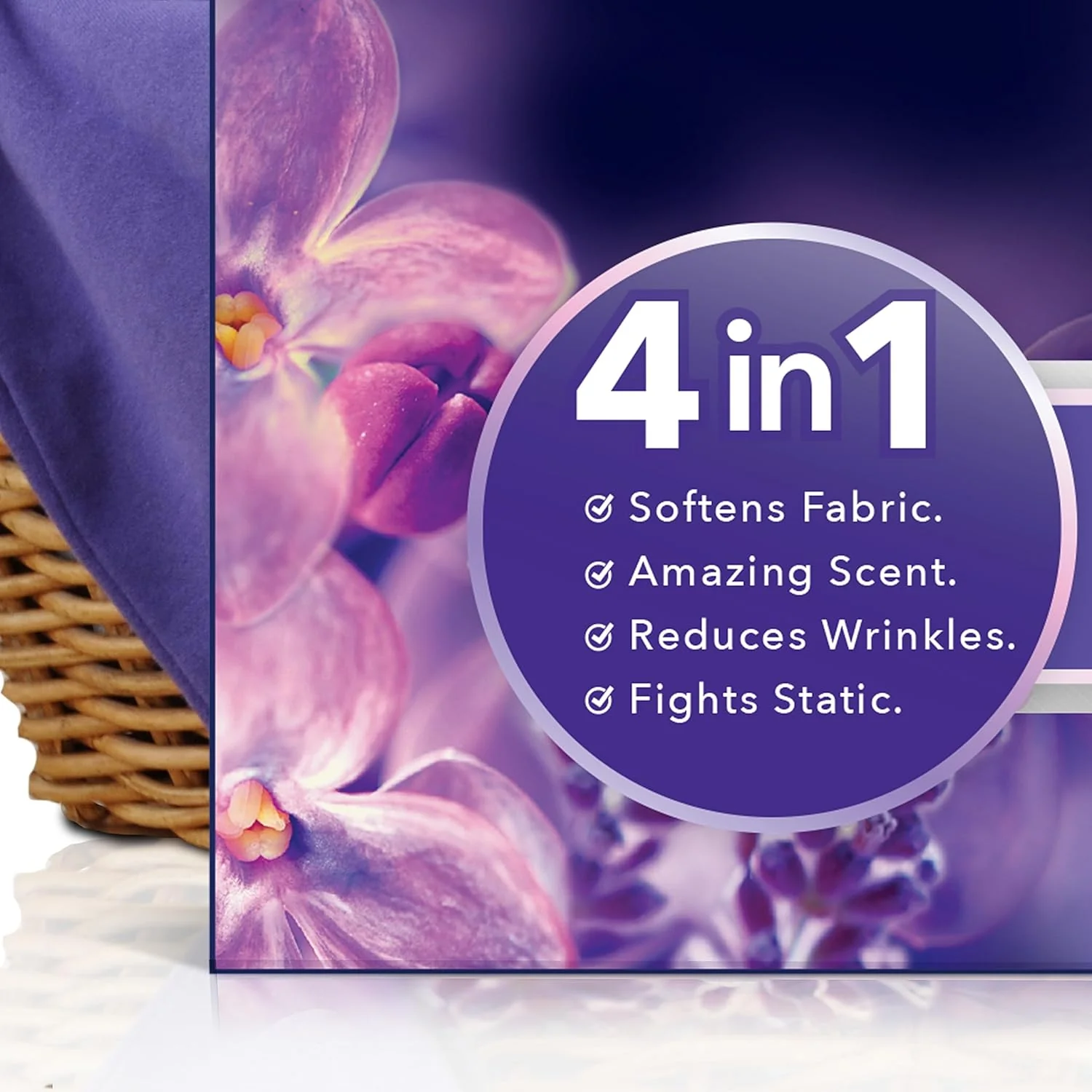 Downy Infusions Mega Dryer Sheets, Laundry Fabric Softener, CALM, Lavender and Vanilla Bean, 130 Count - Image 2