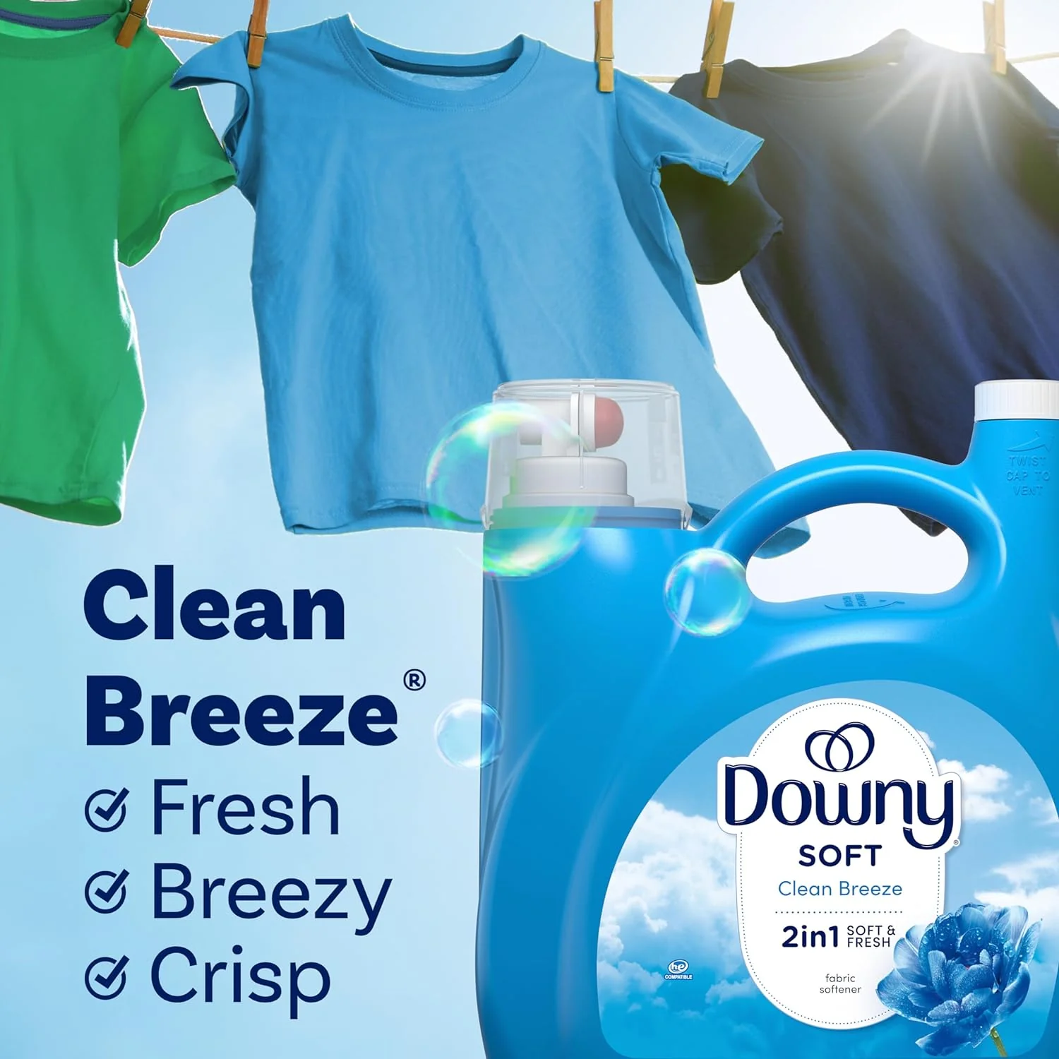 Downy Liquid Fabric Conditioner I Clean Breeze 2in1 Soft & Fresh I 190w 140oz (4.14L) - Image 4