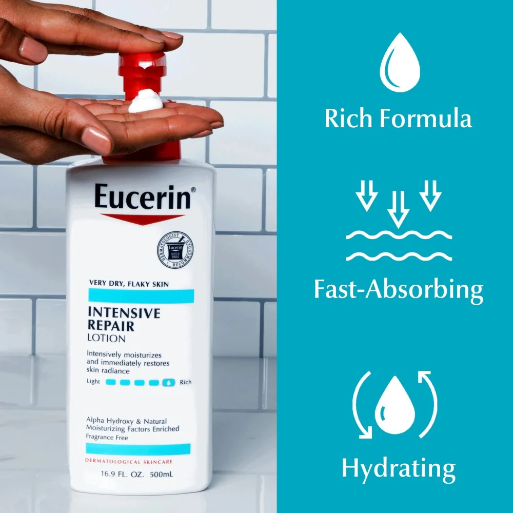 Eucerin Intense Repair Lotion Fragrance Free Body Moisturizer 16.9oz (500ml) - Image 6