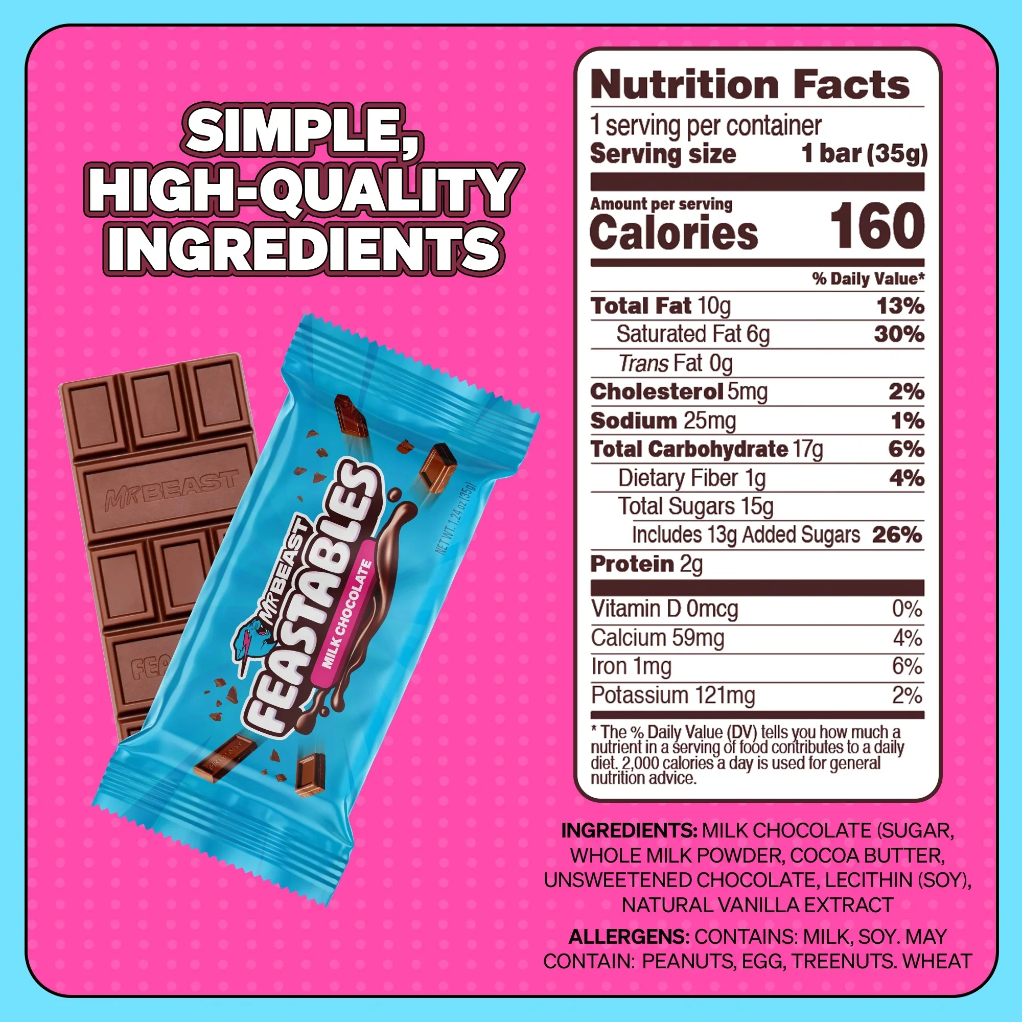 Feastbles Mr Beast Milk Chocolate Bar 35g - Image 5