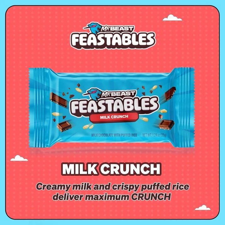 Feastbles Mr Beast Milk Crunch Chocolate Bar 35g - Image 2