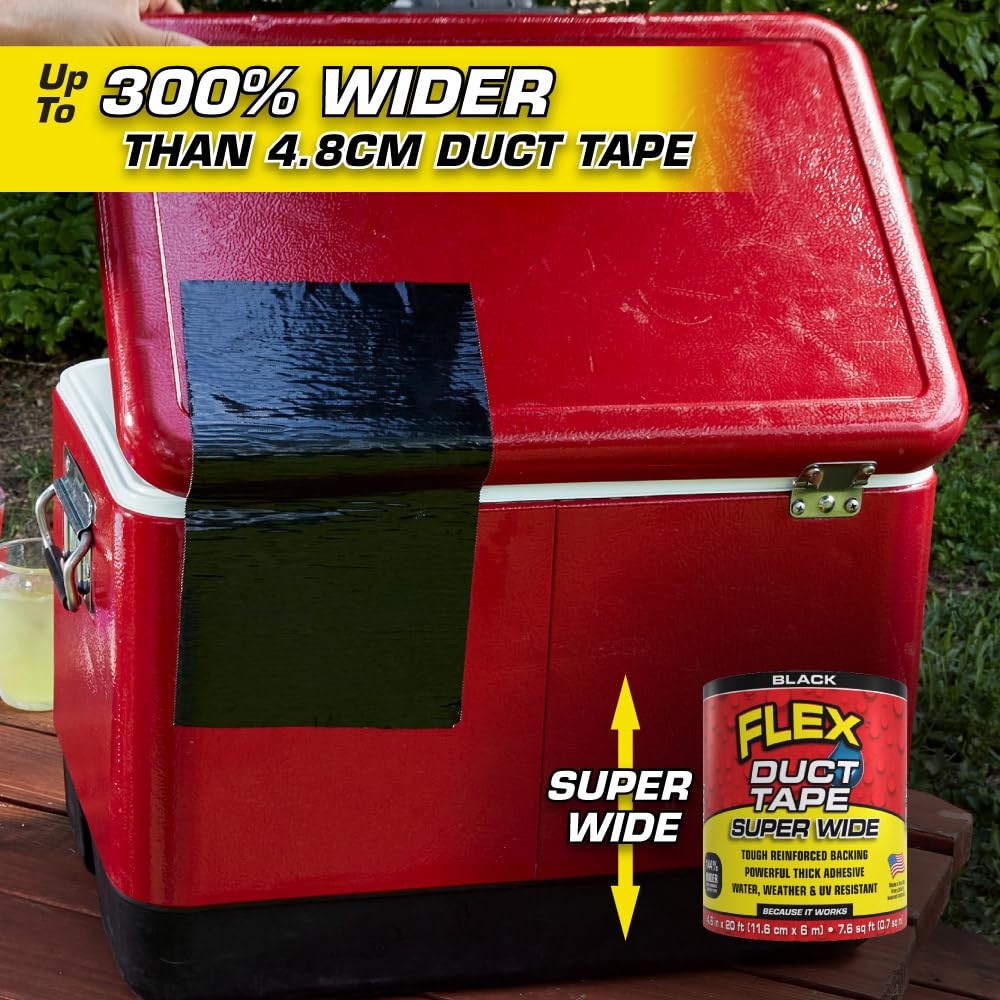 Flex Duct Tape, Super Wide, 4.6 Inches x 20 Feet, Black, Heavy Duty Strong, Multi-Surface Tape - Image 4