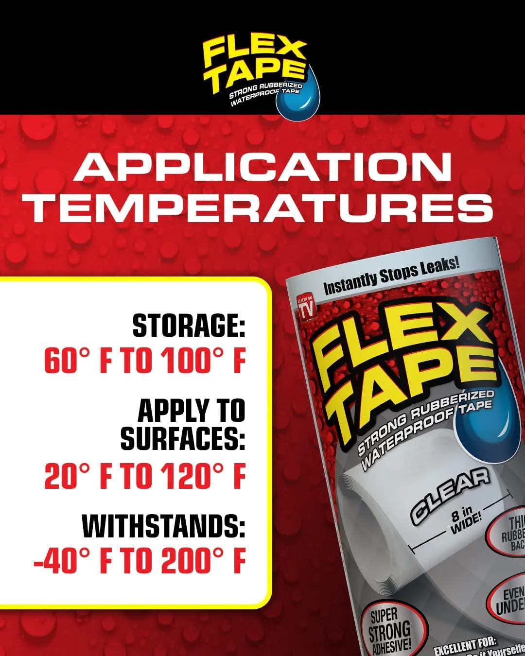Flex Tape Mini Super Strong Waterproof Tape, White 7.65cm x 10.2cm x 2 - Image 3