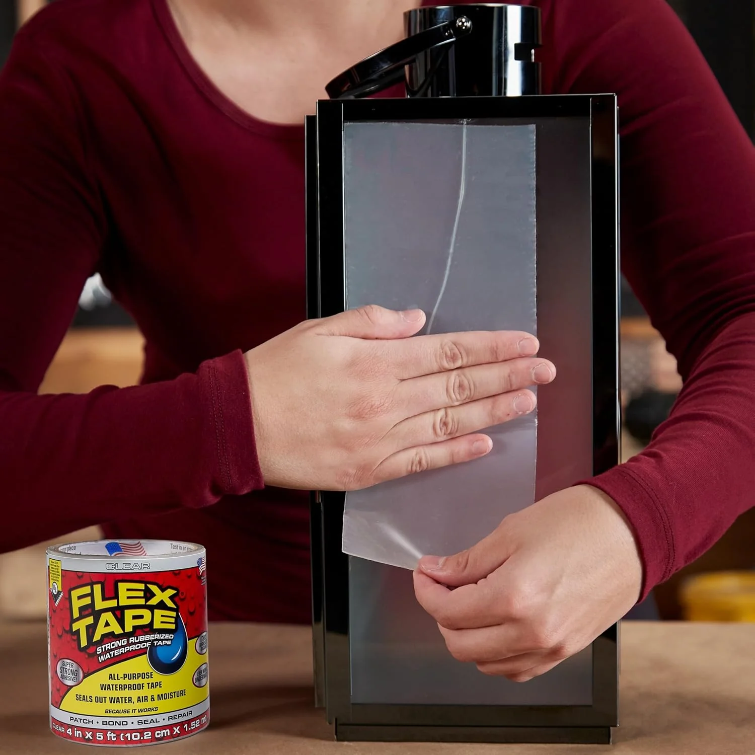 Flex Tape Rubberized Waterproof Tape, 4 inches x 5 feet, Clear - Image 3