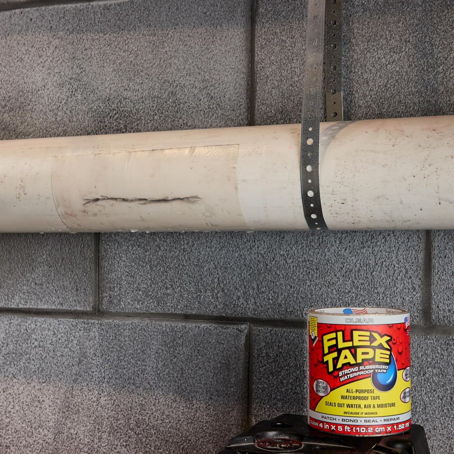 Flex Tape Rubberized Waterproof Tape, 4 inches x 5 feet, Clear - Image 4
