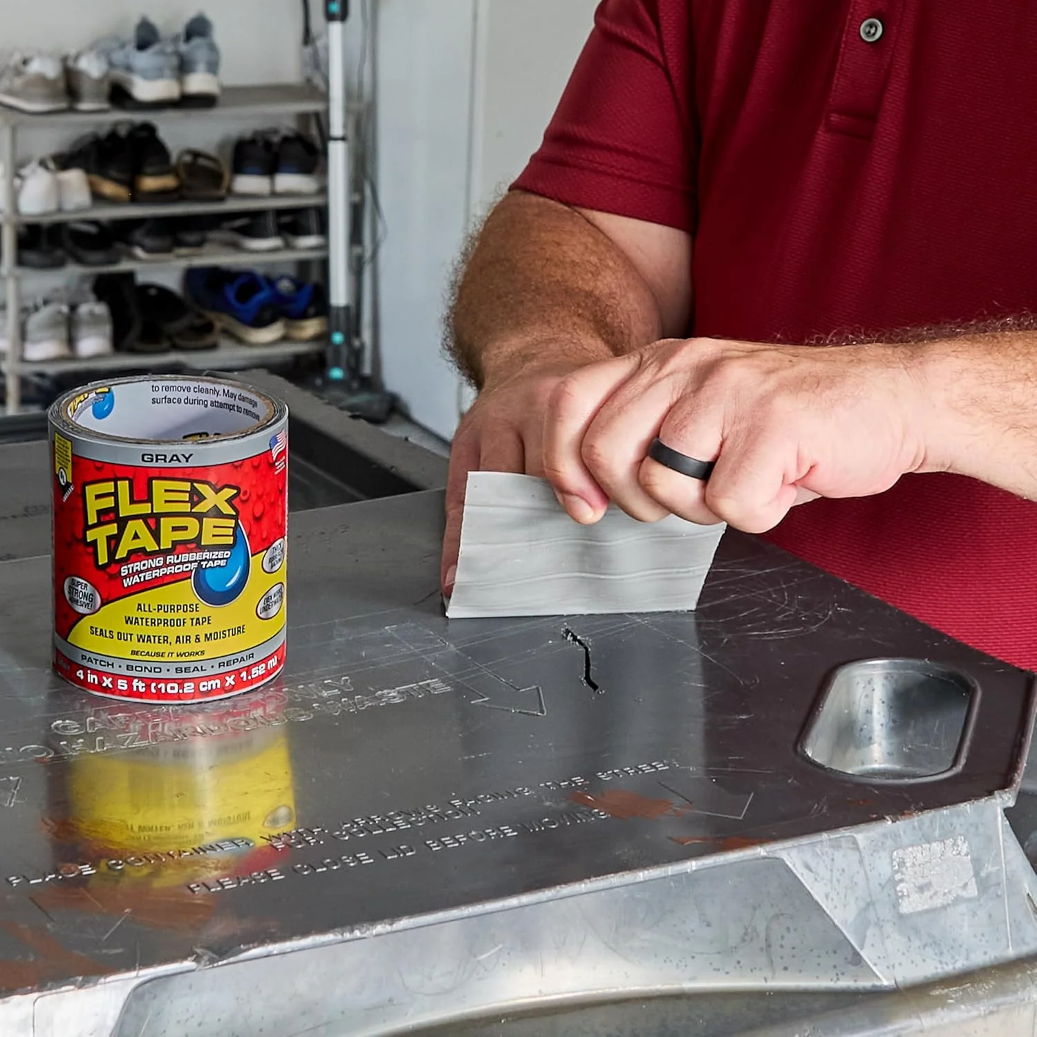 Flex Tape Rubberized Waterproof Tape, 4" x 5', Gray - Image 5