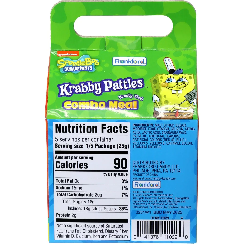 Frankford Krabby Patties Krusty Krab Gummy Candy Combo Meal Take Out Box 4.4oz (125g) - Image 3