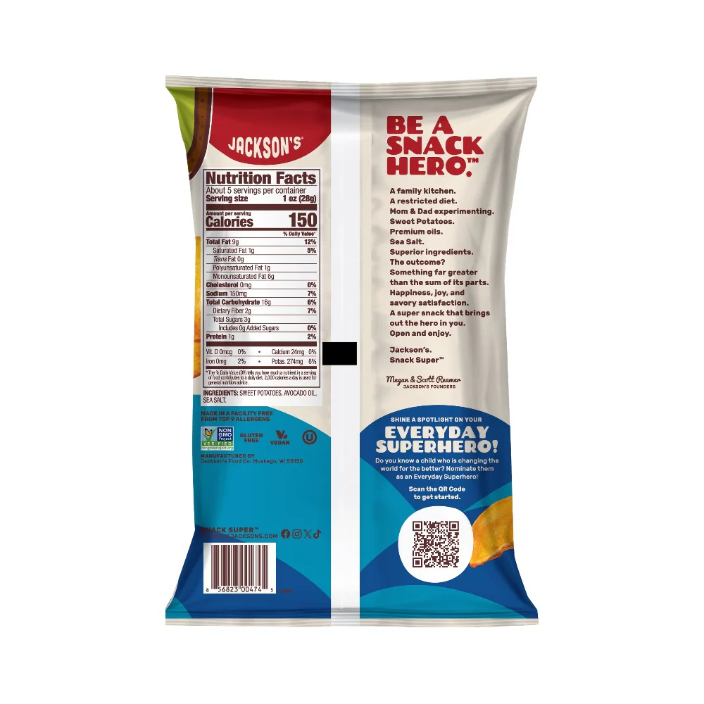 Jackson's Avocado Oil Sweet Potato Chips Sea Salt 5oz (142g) - Image 2