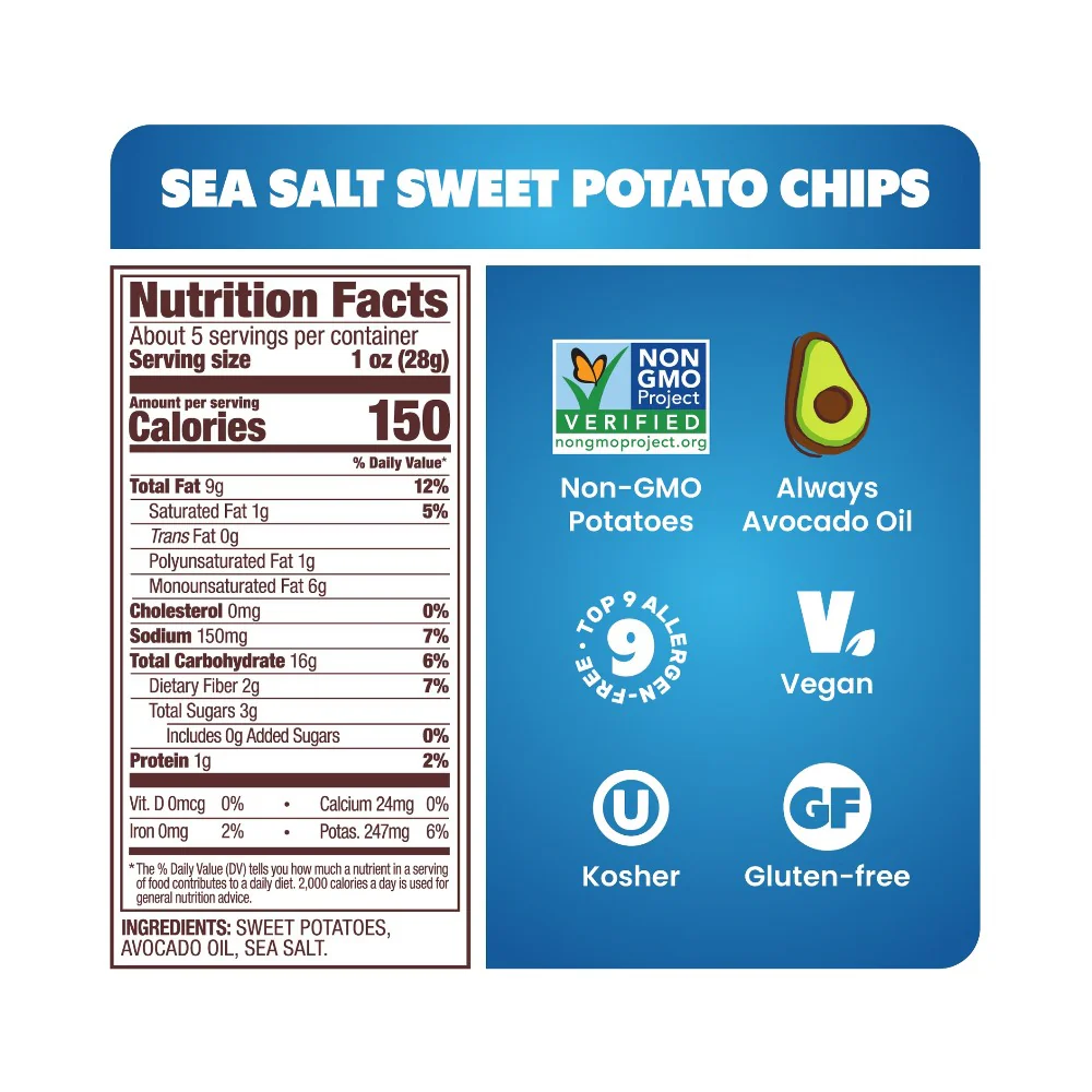 Jackson's Avocado Oil Sweet Potato Chips Sea Salt 5oz (142g) - Image 4