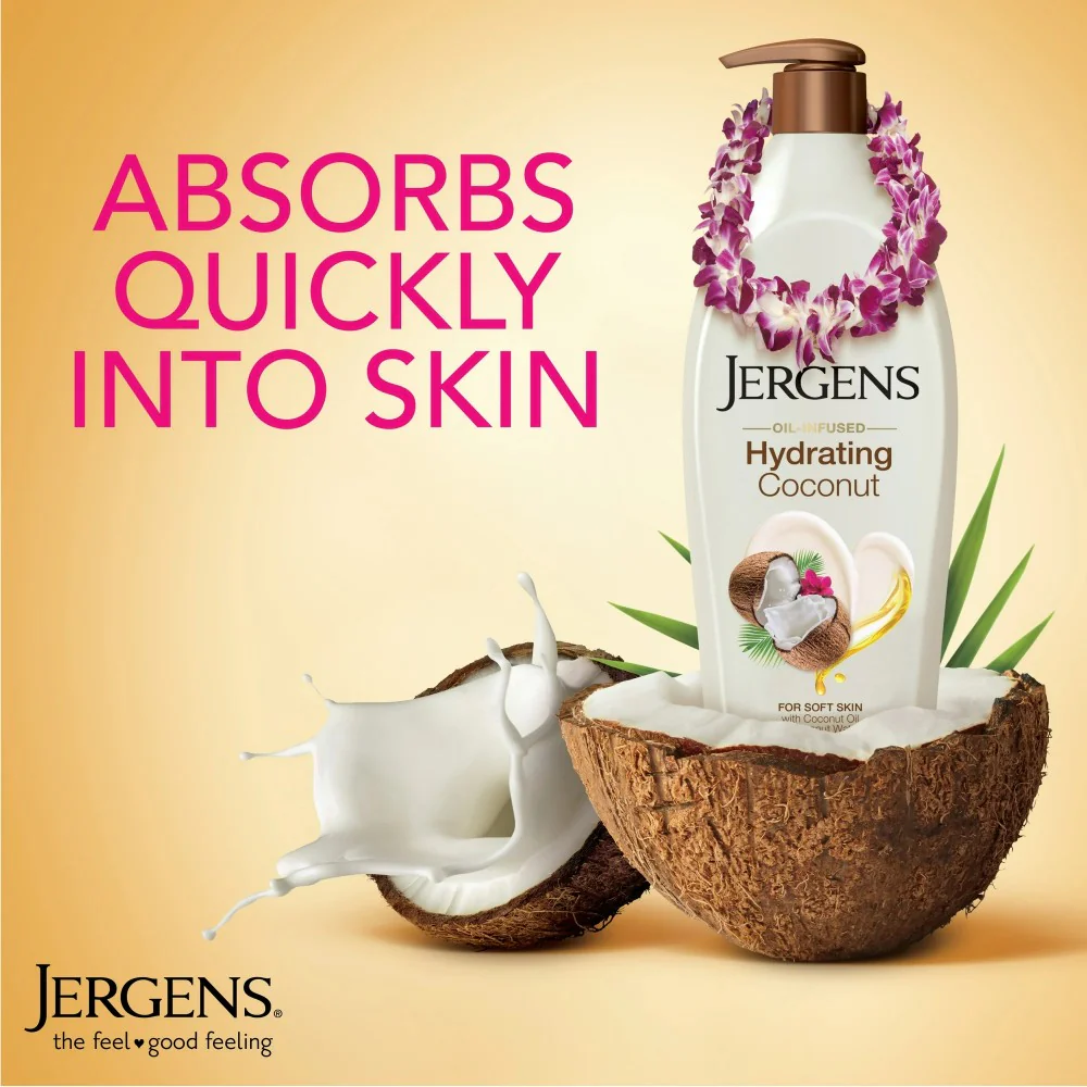 Jergens Hydrating Coconut Body Lotion Moisturizer for Dry Skin 16.8oz (496ml) - Image 4