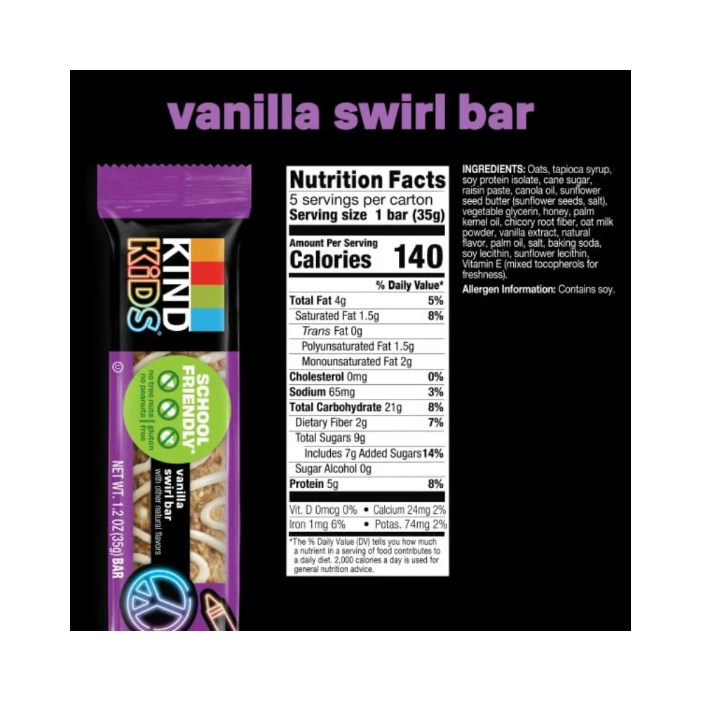 Kind Kids Vanilla Swirl Bar 1.2oz (35g) 5's - Image 5
