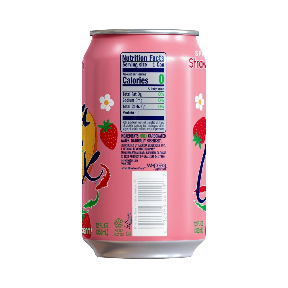 La Croix Sparkling Water Strawberry Peach 355ml - Image 2