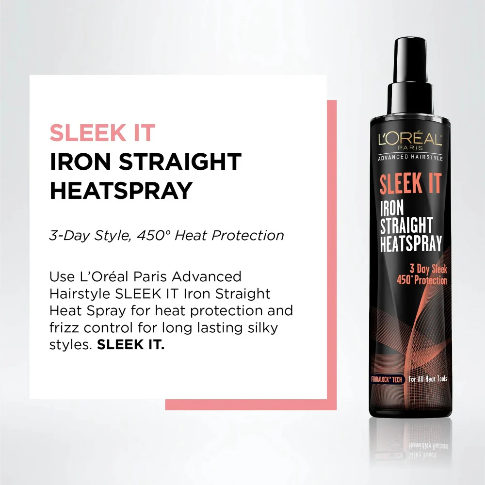 L'Oreal Paris Advanced Hairstyle SLEEK IT Iron Straight Heat Spray Anti-Frizz 5.7oz (168ml) - Image 2