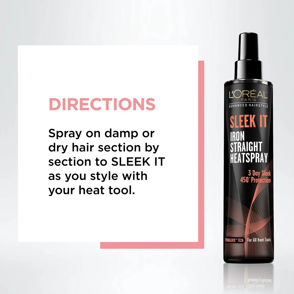 L'Oreal Paris Advanced Hairstyle SLEEK IT Iron Straight Heat Spray Anti-Frizz 5.7oz (168ml) - Image 3