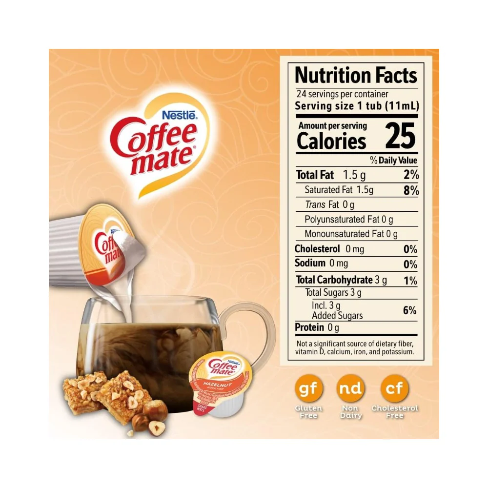 Nestle Coffee Mate Hazelnut Coffee Creamer 0.375oz (11ml) x 24 - Image 5