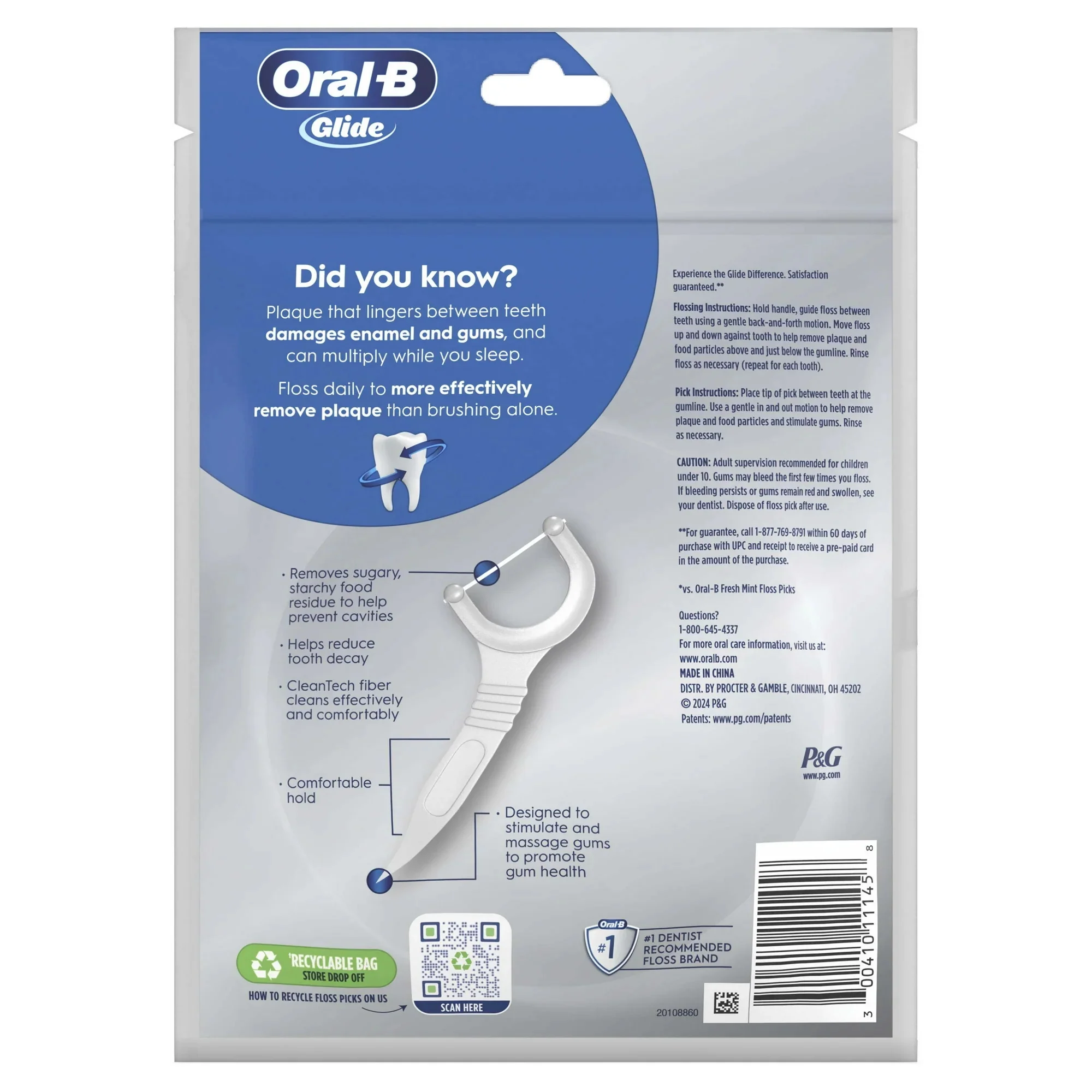 Oral-B Glide Floss Picks Cavity Protection 75's - Image 3