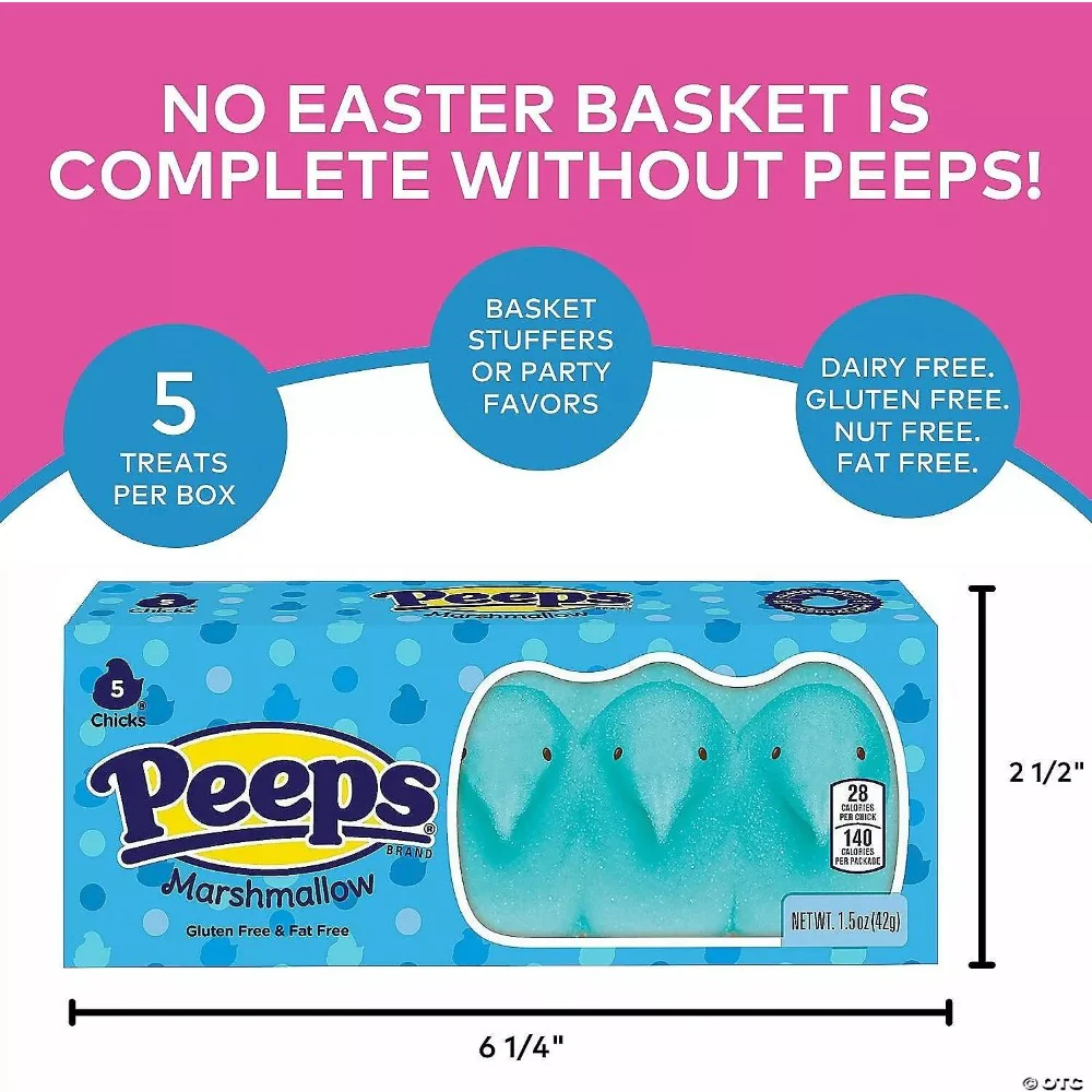 Peeps Easter Blue Chicks Marshmallow 5 Count 1.5oz (43g) - Image 2