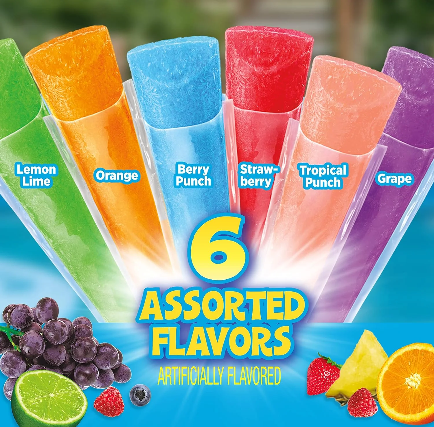 Pop-Ice Assorted Fruit Freezer Ice Pops, 1.5oz (28.3g) 80 Count Fruit Pops - Image 3
