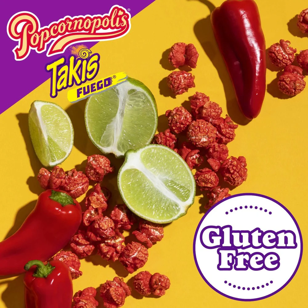 Popcornopolis Fuego Takis Hot Chili Pepper & Lime Popcorn 2oz (57g) - Image 3