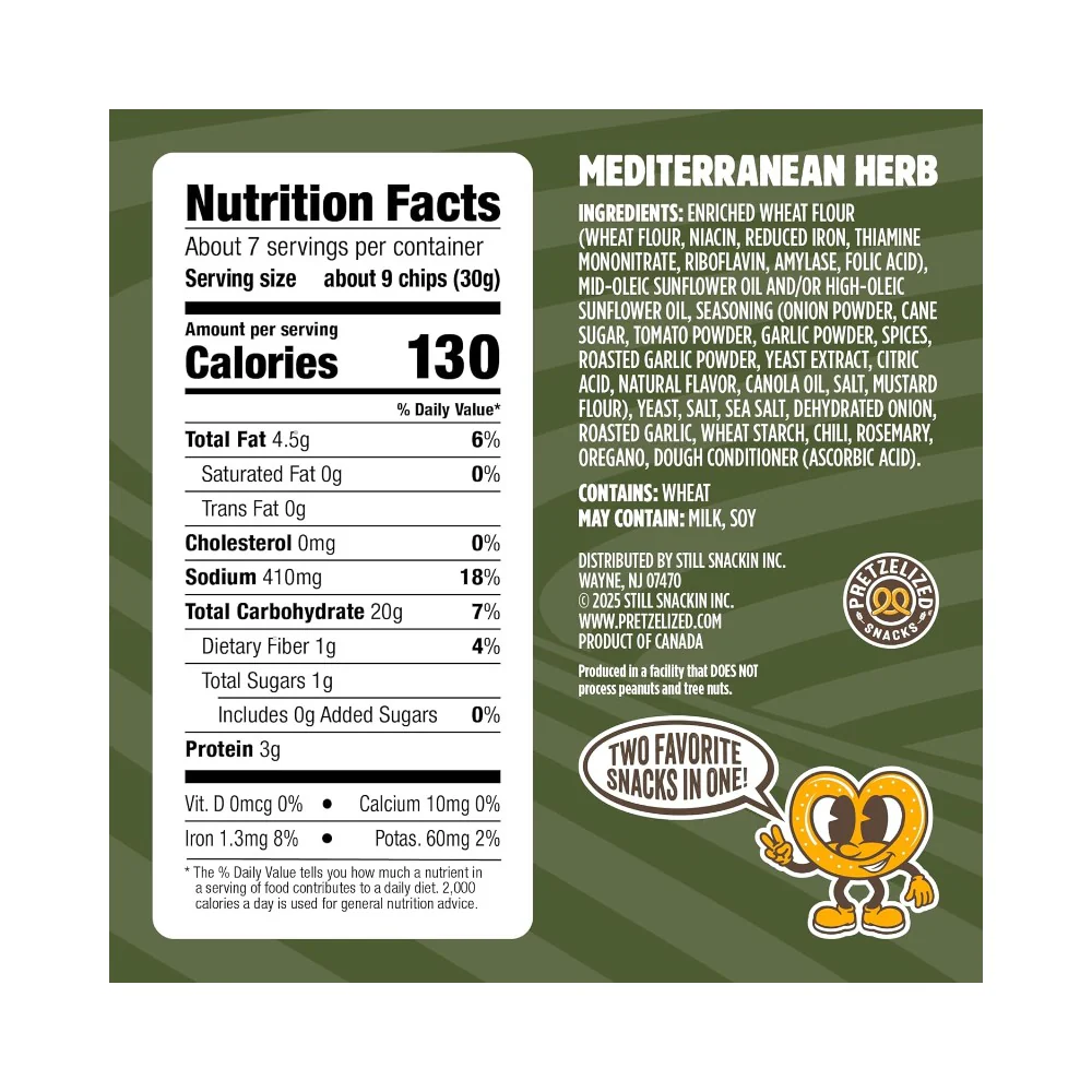Pretzelized Pretzel Pita Chips Mediterranean Herb 7oz (198g) - Image 4