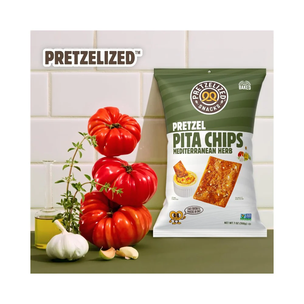 Pretzelized Pretzel Pita Chips Mediterranean Herb 7oz (198g) - Image 5
