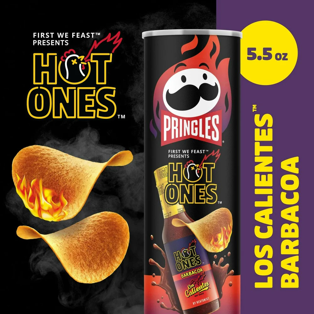 Pringles Hot Ones Los Calientes Barbacoa Potato Crisps Chips 5.5oz (156g) - Image 3