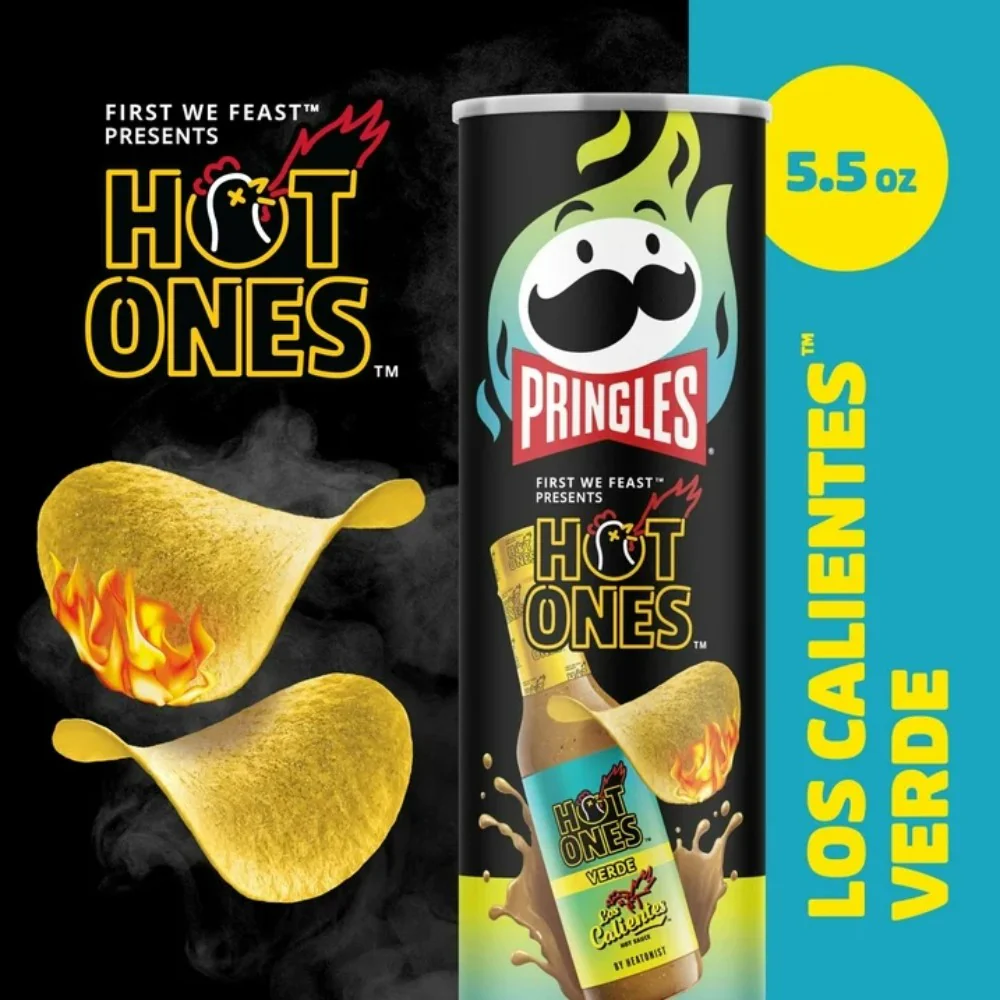 Pringles Hot Ones Los Calientes Verde Potato Crisps Chips 5.5oz (156g) - Image 3