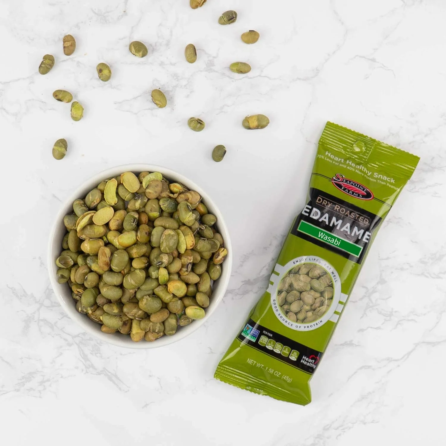 Seapoint Farms Edamame Dry Roasted Spicy Wasabi 1.58oz (45g) - Image 5