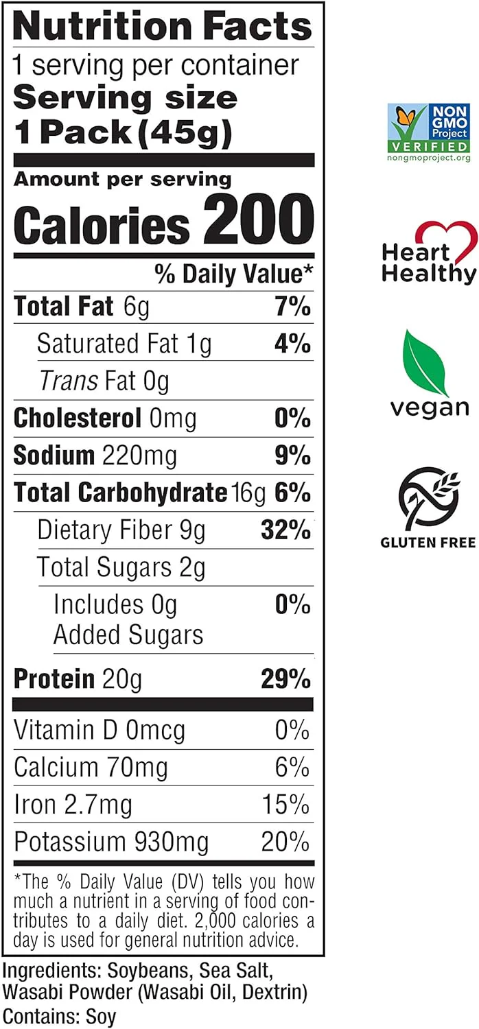 Seapoint Farms Edamame Dry Roasted Spicy Wasabi 1.58oz (45g) - Image 6