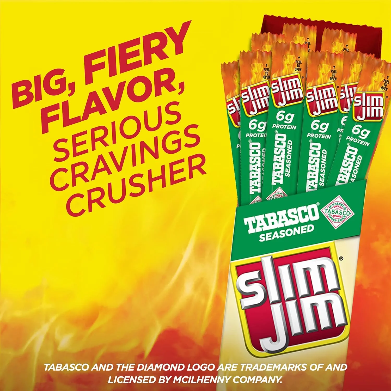 Slim Jim Giant Smoked Meat Sticks, Tabasco Flavor, 6g Protein Per Serving .97oz (27g) - Image 4