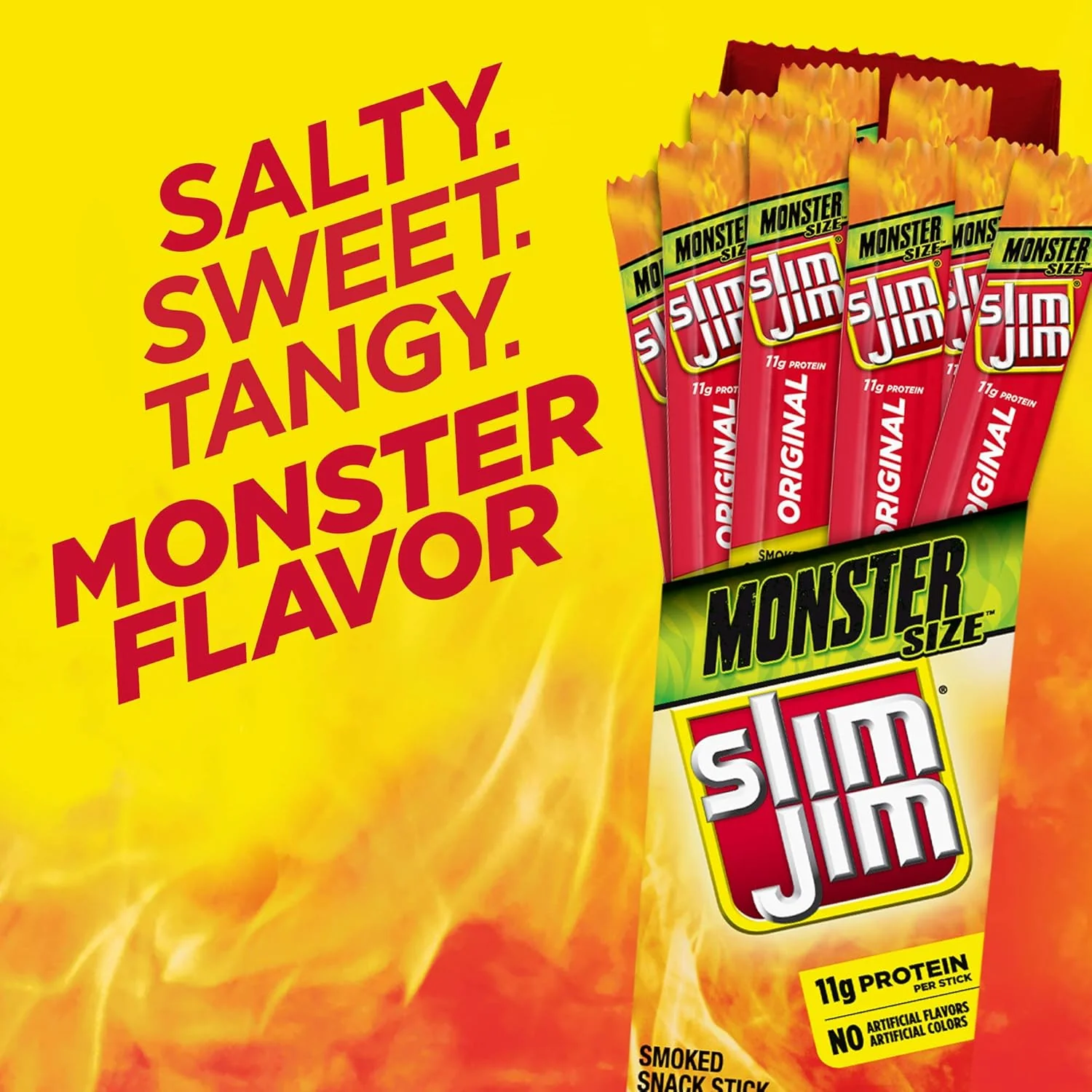 Slim Jim Monster Smoked Meat Sticks, Original Flavor, High Protein, 1.94 oz - Image 4