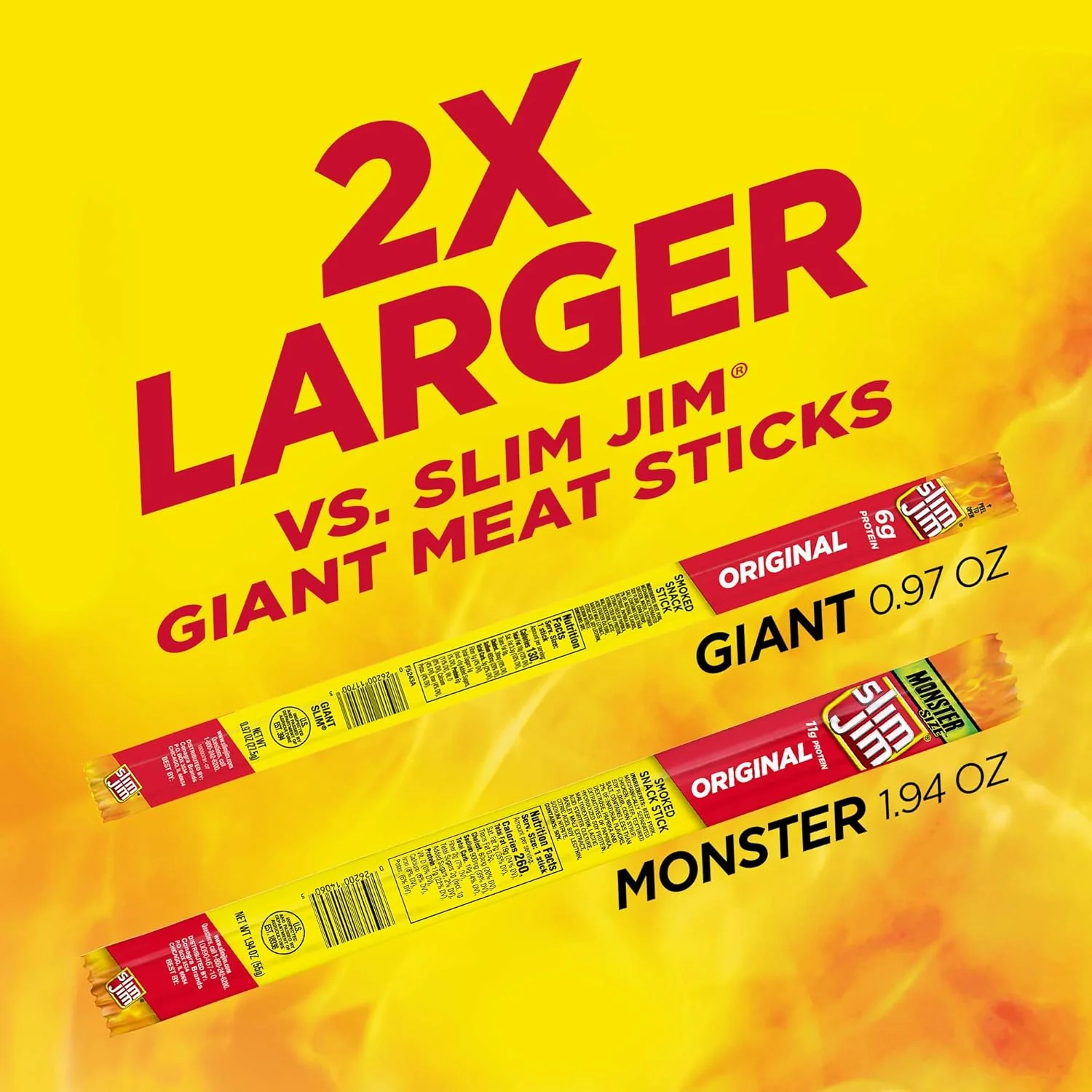 Slim Jim Monster Smoked Meat Sticks, Original Flavor, High Protein, 1.94 oz - Image 5