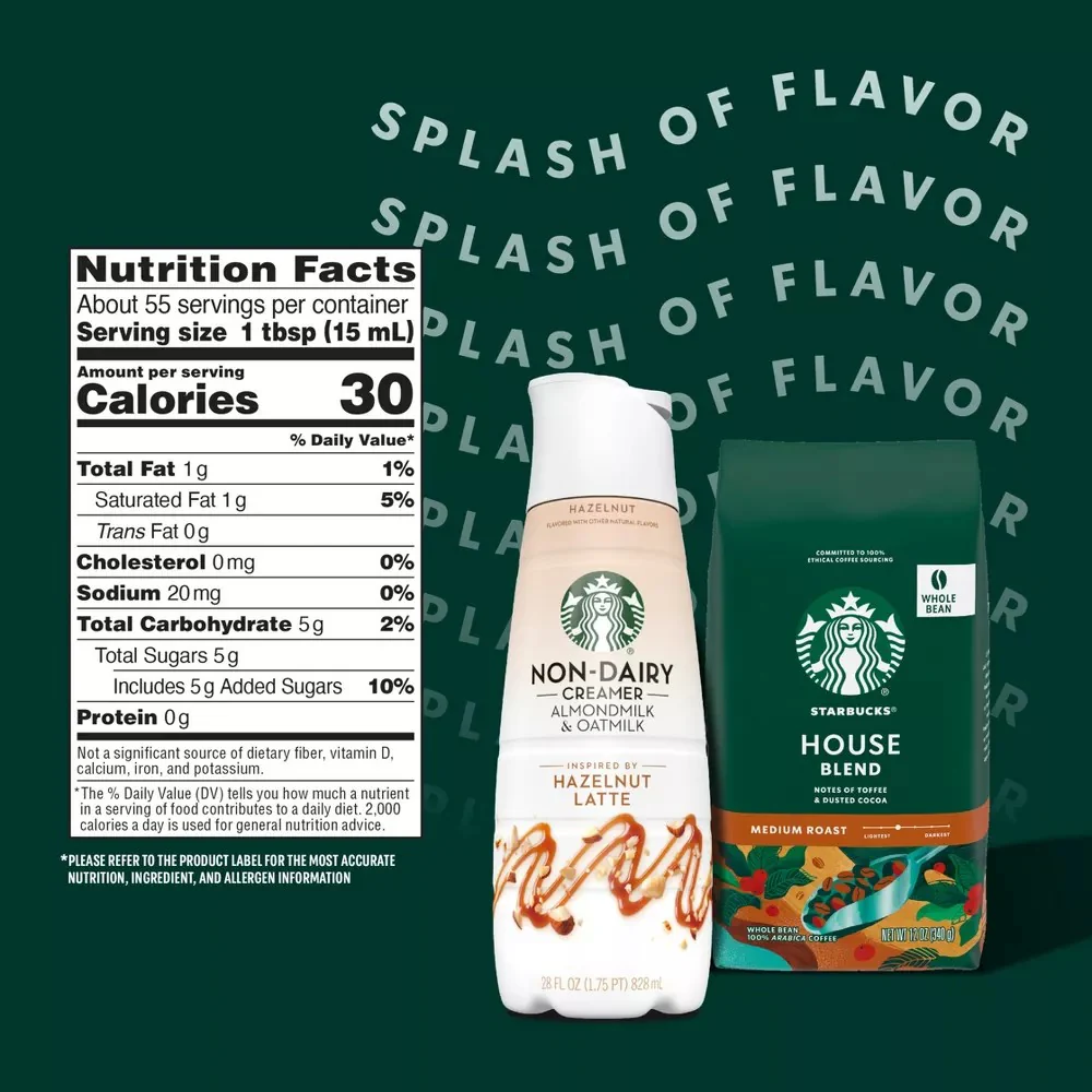 Starbucks Coffee Creamer Hazelnut Latte Almond Milk and Oat Milk I 28oz (828ml) - Image 7