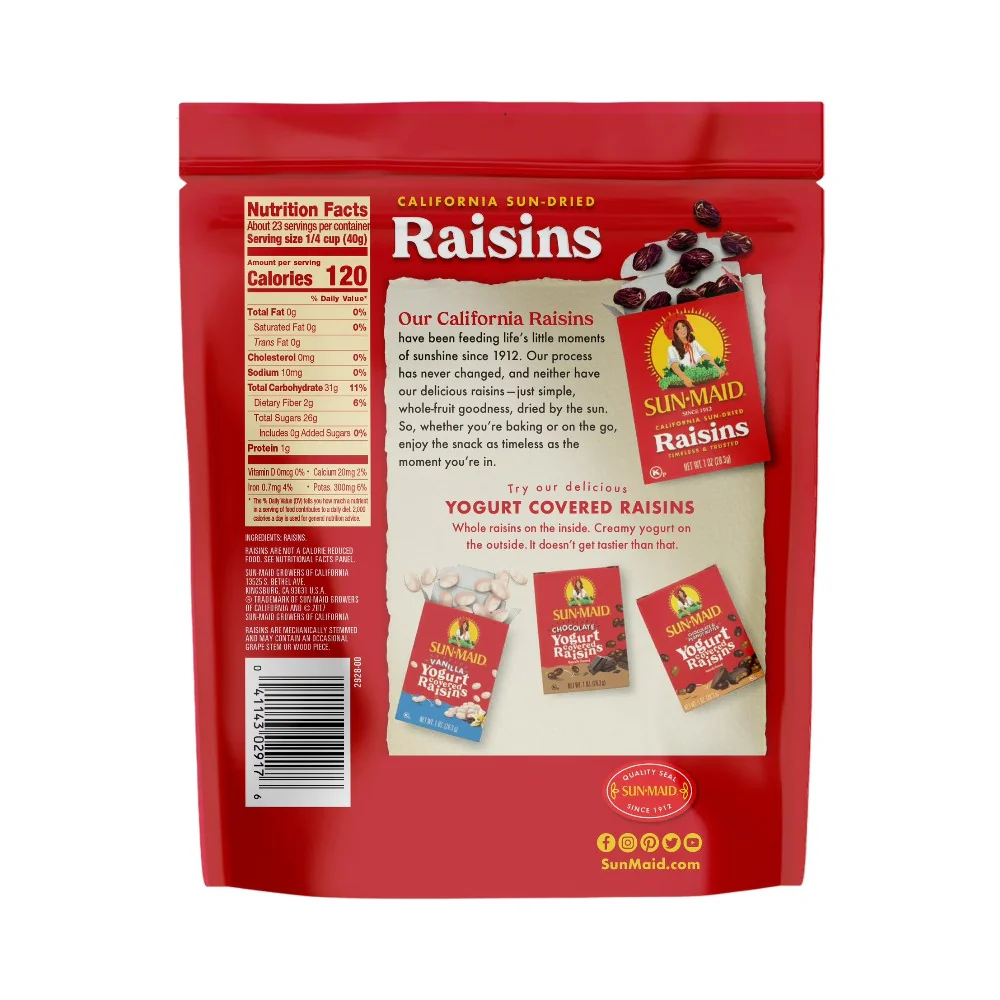 Sunmaid California Sun Dried Raisins Bag 32oz (907g) - Image 2