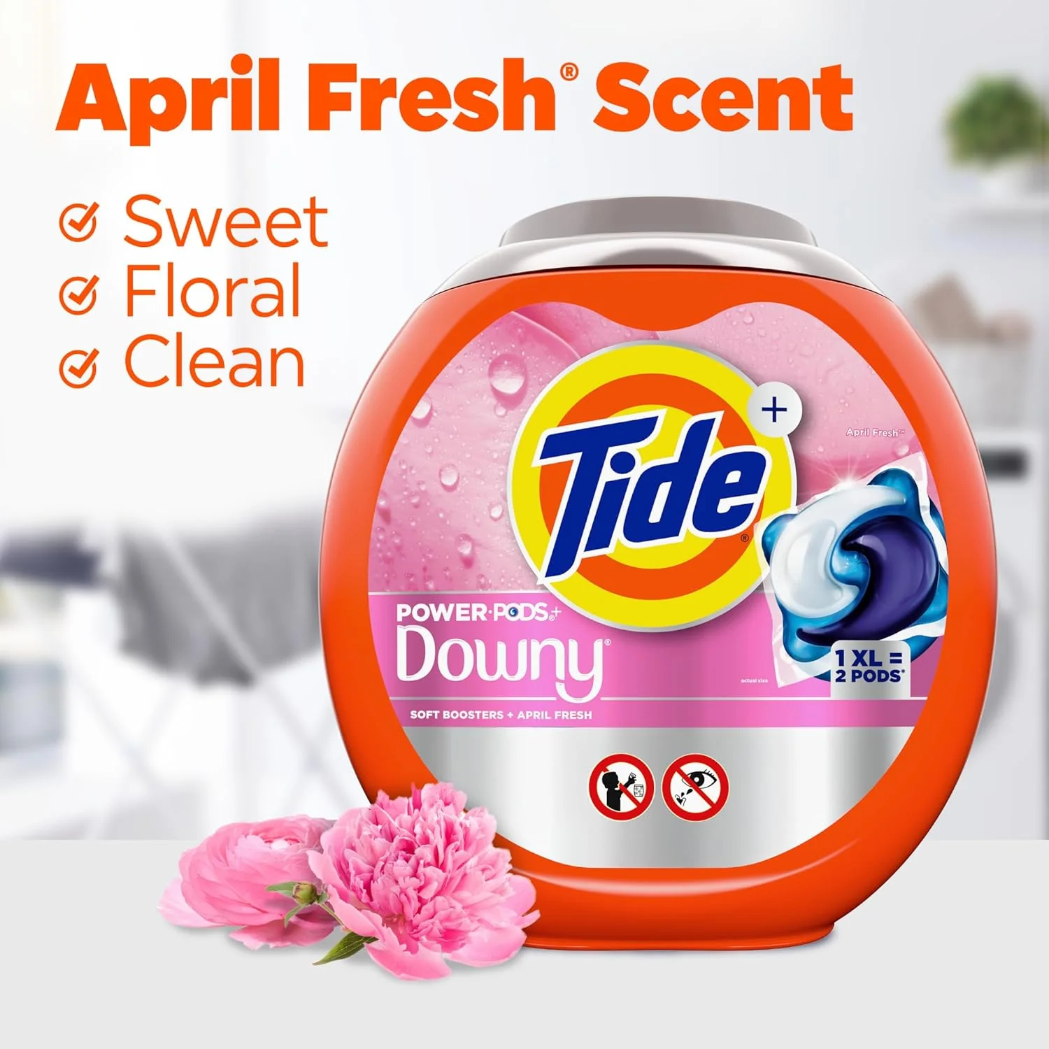 Tide Power PODS Laundry Detergent Pacs with Downy Soft Boosters, April Fresh Scent, 45 Count - Image 2
